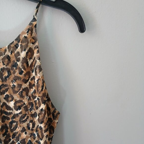 VTG 1990s Hampton Nites Sz 12 Cheetah Print Chiffon Cocktail Maxi Dress Lined - Picture 4 of 14